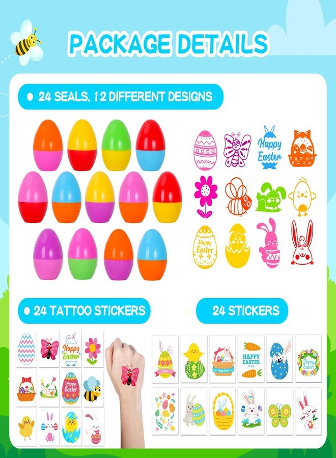 ماكس فن مجموعة ماكس فن المكونة من 24 قطعة من طوابع بيض عيد الفصح المعبأة مسبقًا مع 24 ملصقًا لعيد الفصح، مثالية للعبة البحث عن بيض عيد الفصح للأطفال، وحشو سلال عيد الفصح، وأكياس الهدايا. - Image 3